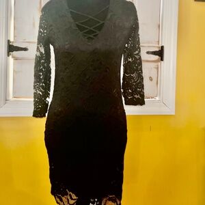 Ambiance Choker Lace Overlay Cocktail Dress